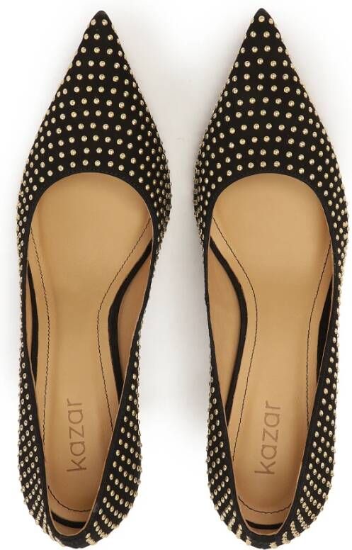 Kazar Zwarte suède pumps met gouden studs Black Dames