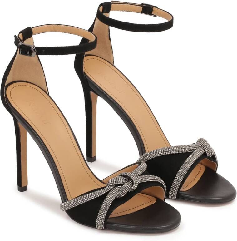 Kazar Zwarte suède sandalen met glanzende bandjes Black Dames