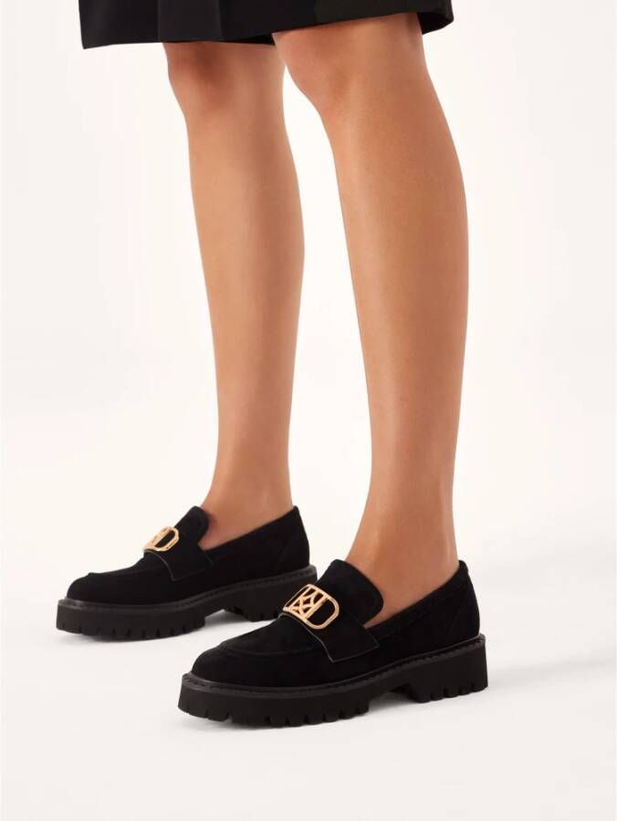 Kazar Zwarte suède schoenen met een groot monogram Black Dames