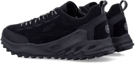 Keen Zwarte Leren Sneakers Hoge Grip Rubber Black Heren