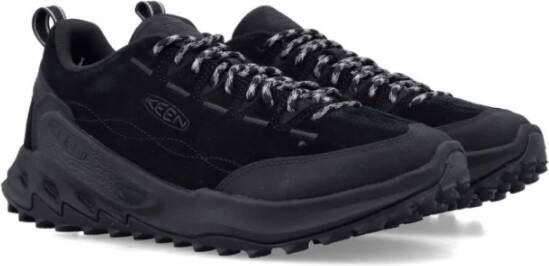 Keen Zwarte Leren Sneakers Hoge Grip Rubber Black Heren