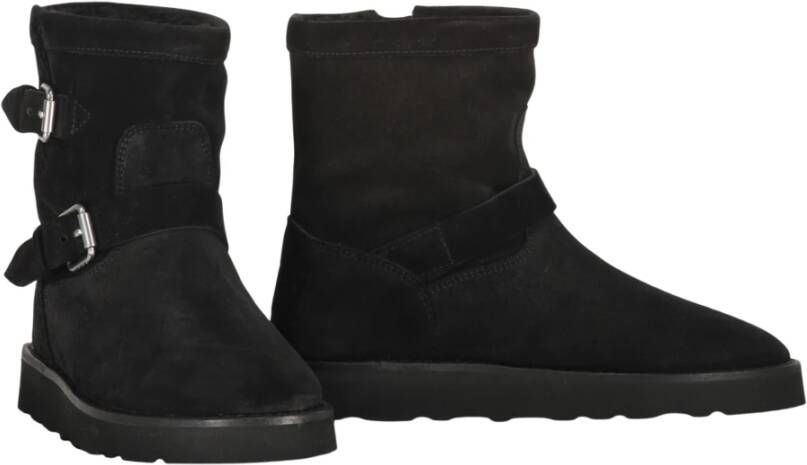 Kenzo Enkellaarzen met nep shearling en gespen Black Dames