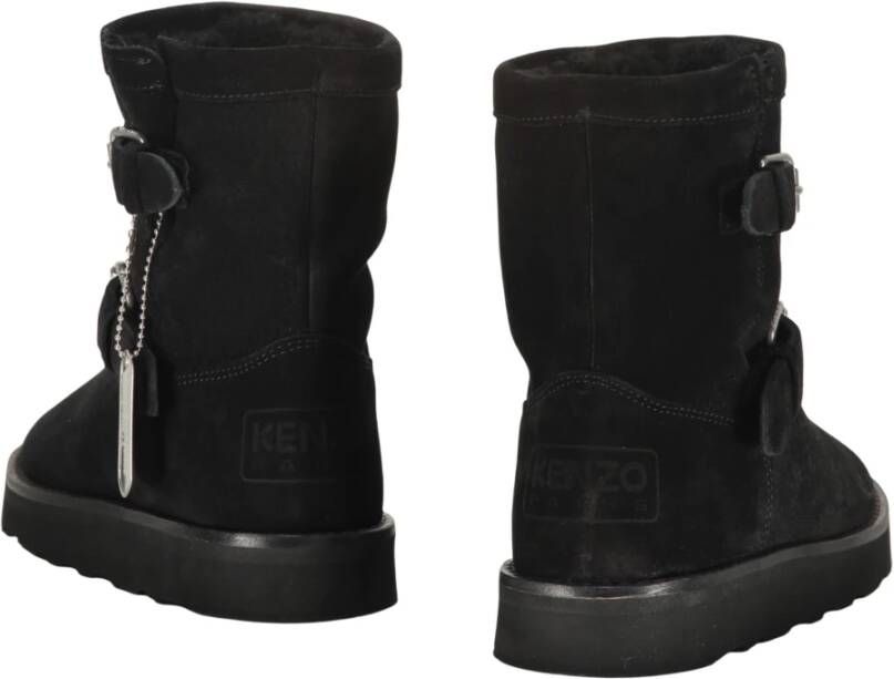 Kenzo Enkellaarzen met nep shearling en gespen Black Dames