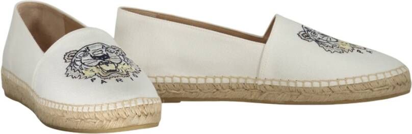 Kenzo Geborduurde katoenen espadrilles met gevlochten koord White Dames