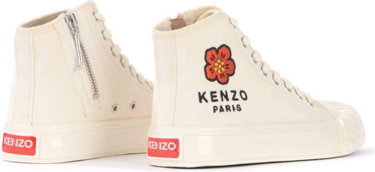 Kenzo Hoge sneakers van crèmekleurig canvas met Boke Flower patroon Beige Dames