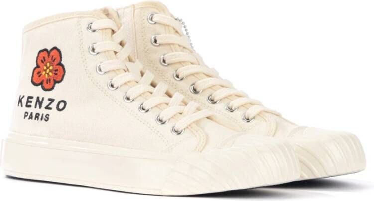 Kenzo Hoge sneakers van crèmekleurig canvas met Boke Flower patroon Beige Dames