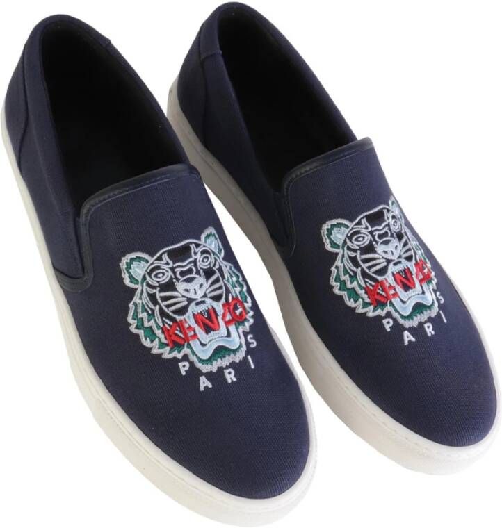 Kenzo Icon Tiger Slip-On Sneakers Blauw Heren