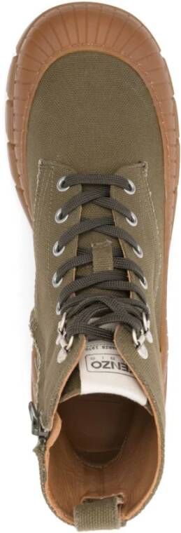 Kenzo Khaki Veters Rubberen Zool Sneakers Green Heren