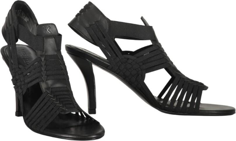 Kenzo Leren Sandalen met Hak Ronde Neus Black Dames