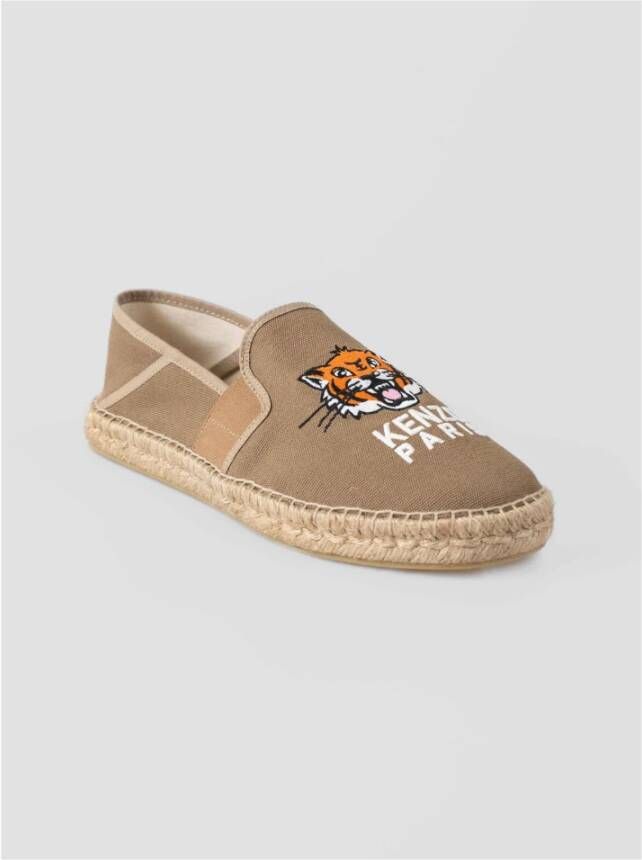 Kenzo Lucky Tiger Canvas Espadrilles Brown Heren