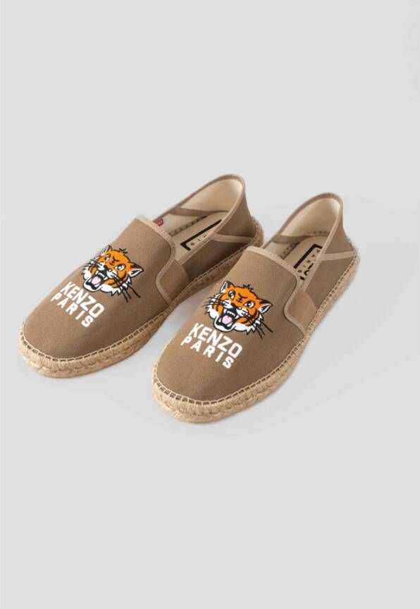 Kenzo Lucky Tiger Canvas Espadrilles Brown Heren