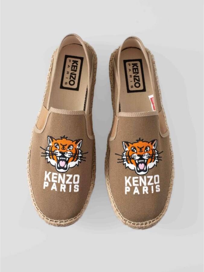 Kenzo Lucky Tiger Canvas Espadrilles Brown Heren