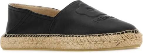 Kenzo Stijlvolle zwarte leren espadrilles Black Dames