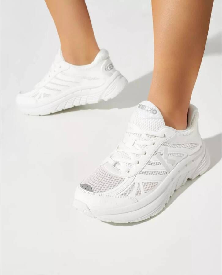 Kenzo Witte Logo Sneakers Mesh Inzetstukken White Dames