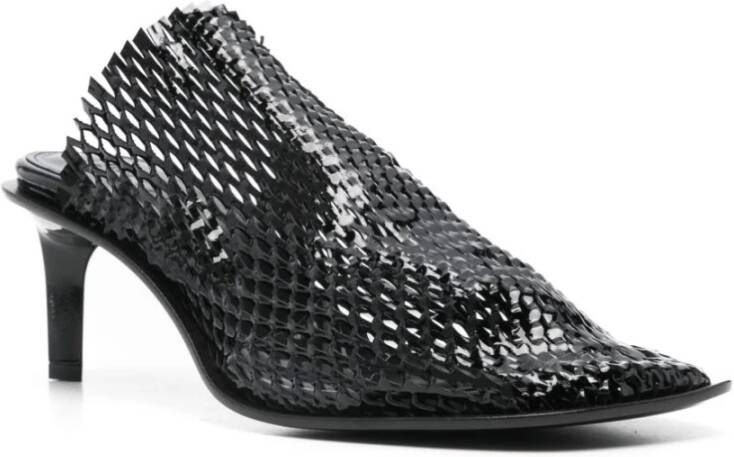 Kenzo Zwarte Gebeeldhouwde Hak Vierkante Neus Schoenen Black Dames