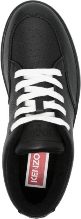 Kenzo Zwarte Korrelige Leren Sneakers Logo Patch Black Heren