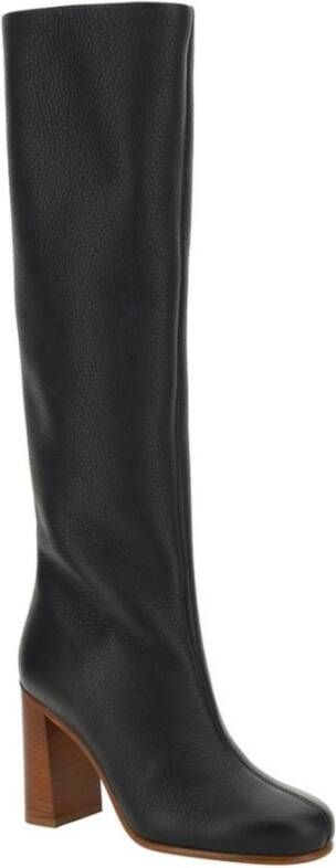 Khaite Chunky Heel Leren Kniehoge Laarzen Black Dames