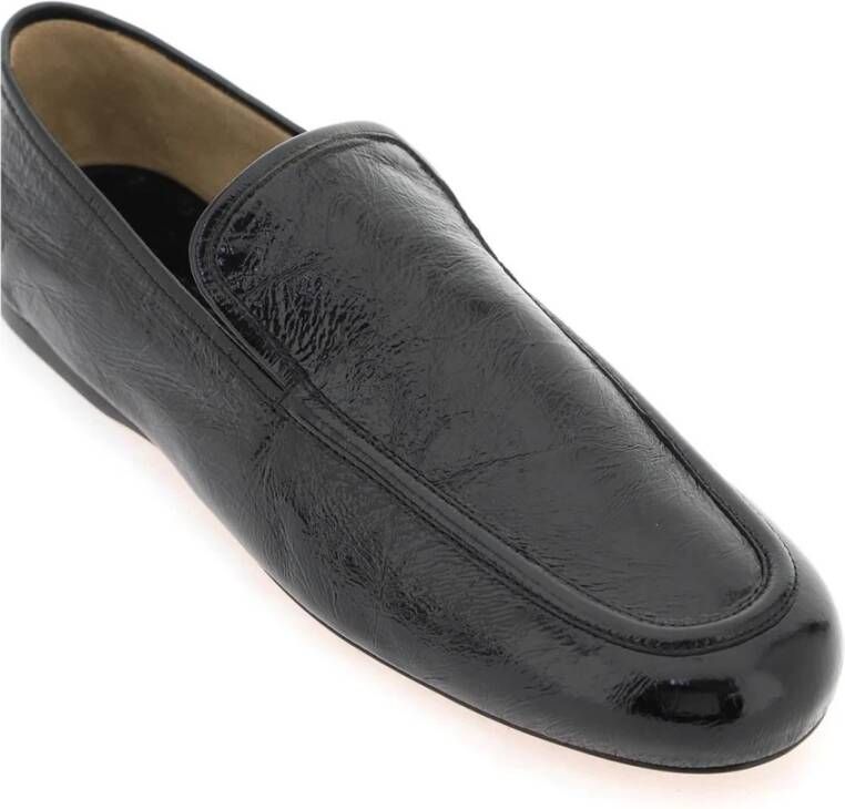 Khaite Glanzend leer Gekreukeld effect Loafers Black Dames