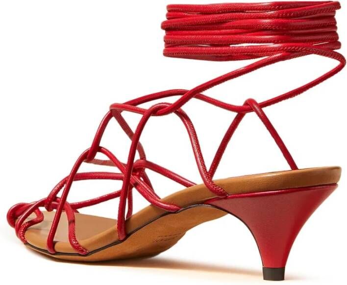 Khaite Puntige Neus Leren Sandalen Red Dames