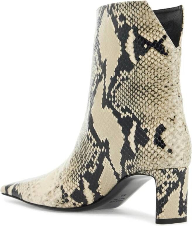 Khaite Python Leren Enkellaarzen met V-Cut Gray Dames