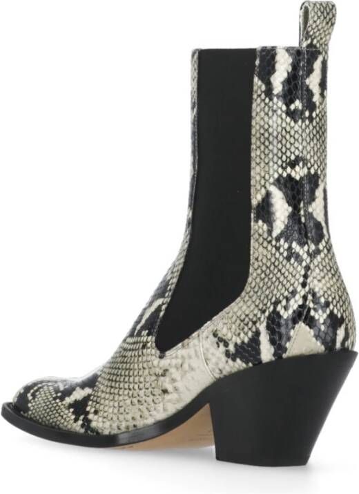 Khaite Python Leren Laarzen met Vierkante Neus Beige Dames