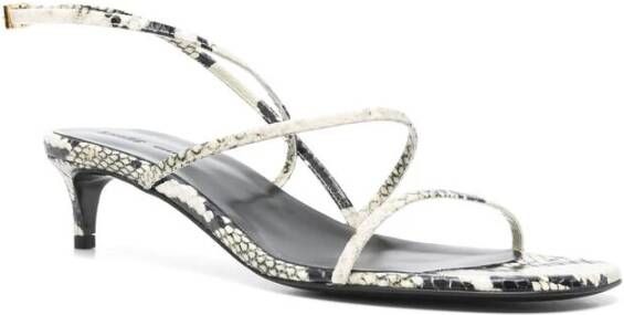 Khaite Slangenprint Kitten Heel Sandalen White Dames