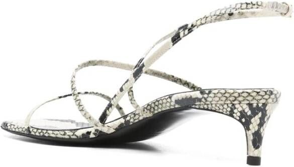 Khaite Slangenprint Kitten Heel Sandalen White Dames