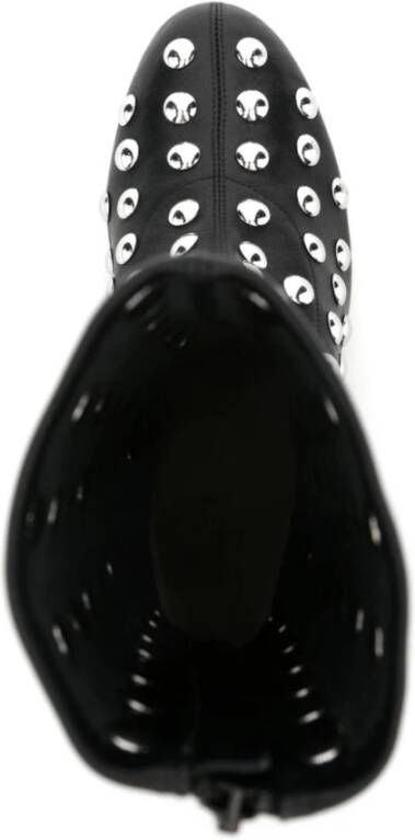 Khaite Studded Zwarte Leren Enkellaarzen Black Dames