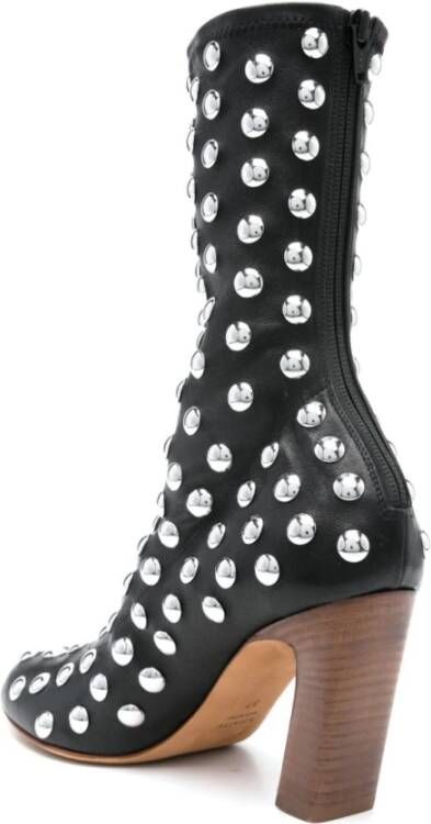 Khaite Studded Zwarte Leren Enkellaarzen Black Dames