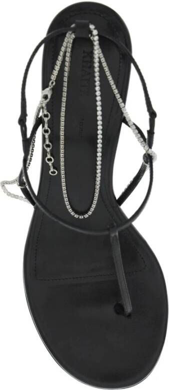 Khaite Leren Sandalen met Kristallen Ketting Zwart Dames