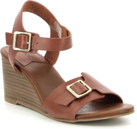 Kickers Comfort Leren Sandalen Kick Vodou Brown Dames