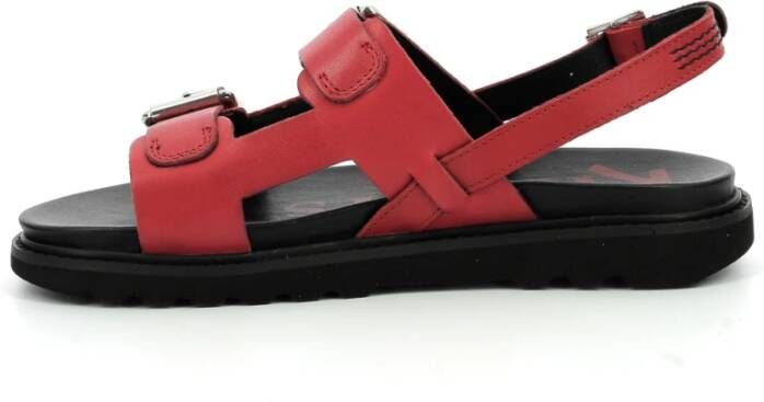 Kickers Comfort Leren Sandalen Neosummer Gesp Red Dames