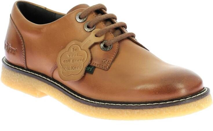 Kickers Comfortabele Leren Derby Schoenen Brown Dames