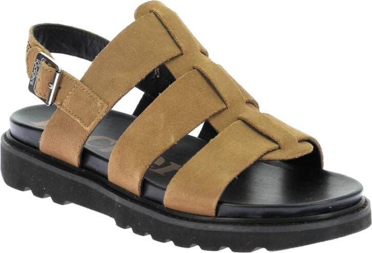 Kickers Comfortabele Leren Sandalen Neosinead Brown Dames