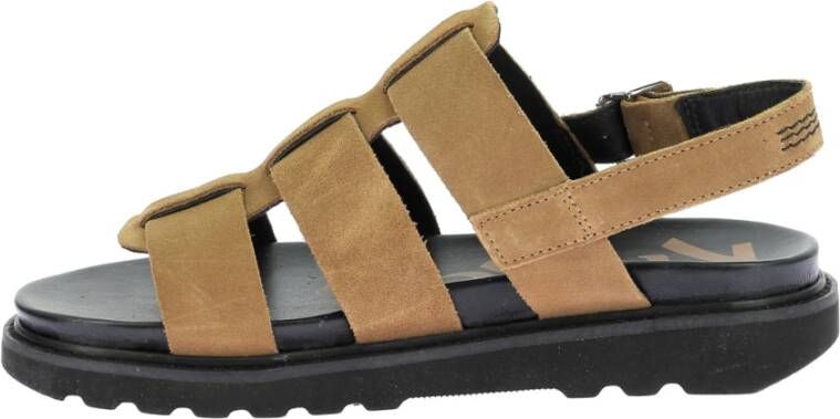 Kickers Comfortabele Leren Sandalen Neosinead Brown Dames