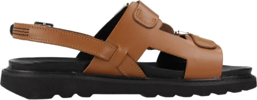 Kickers Gesp Platte Sandalen Brown Dames