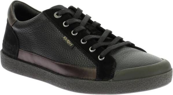 Kickers Lage Top Leren Sneakers Kick Trainer Black Heren