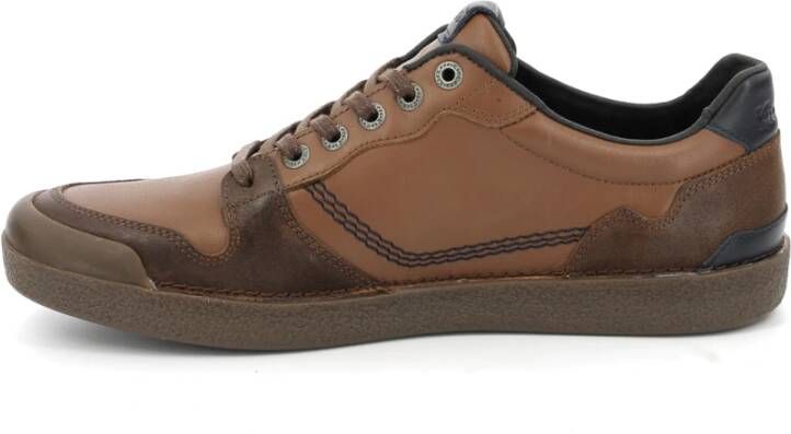 Kickers Lage Top Leren Sneakers Kick Trigolo Brown Heren