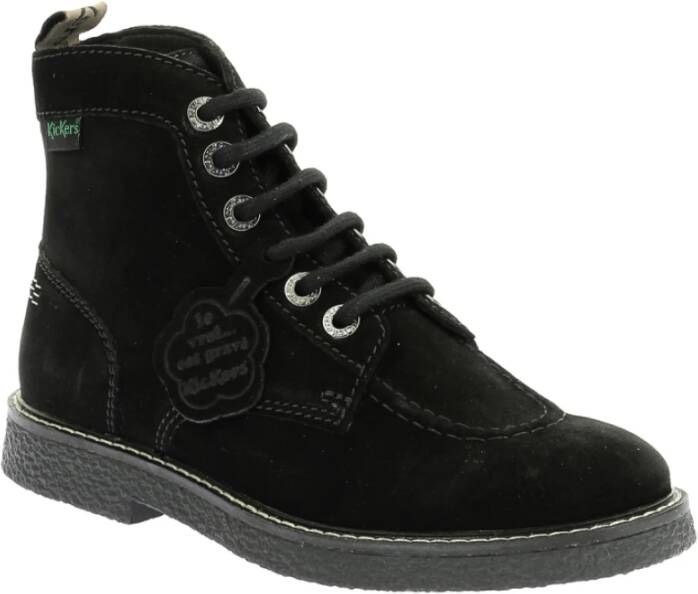 Kickers Legendarische Veterschoenen van Leer Black Dames