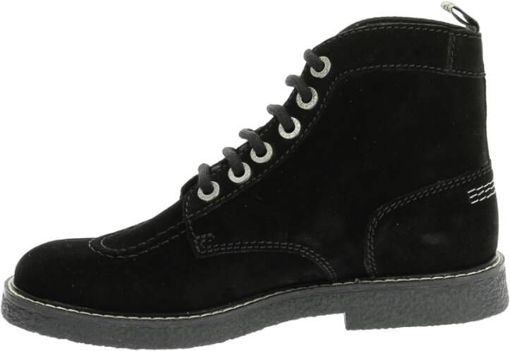 Kickers Legendarische Veterschoenen van Leer Black Dames