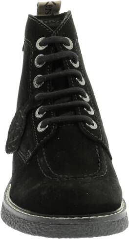 Kickers Legendarische Veterschoenen van Leer Black Dames