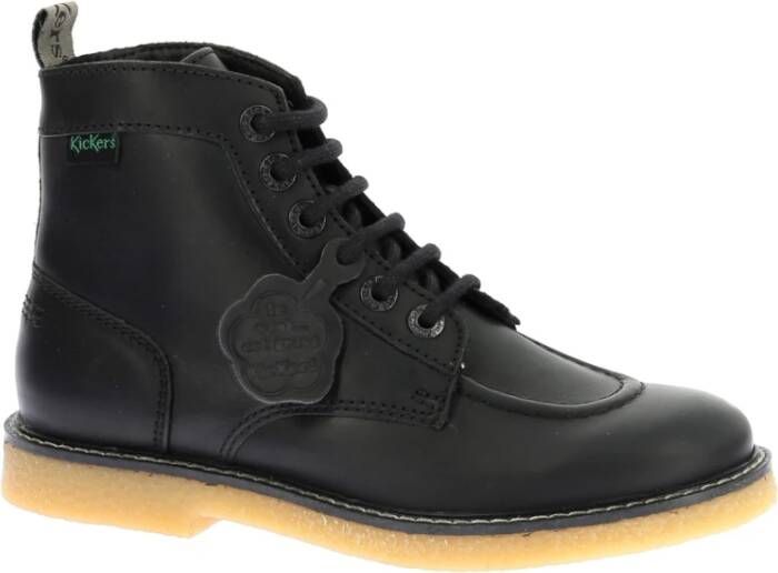 Kickers Legendarische Veterschoenen van Leer Black Dames