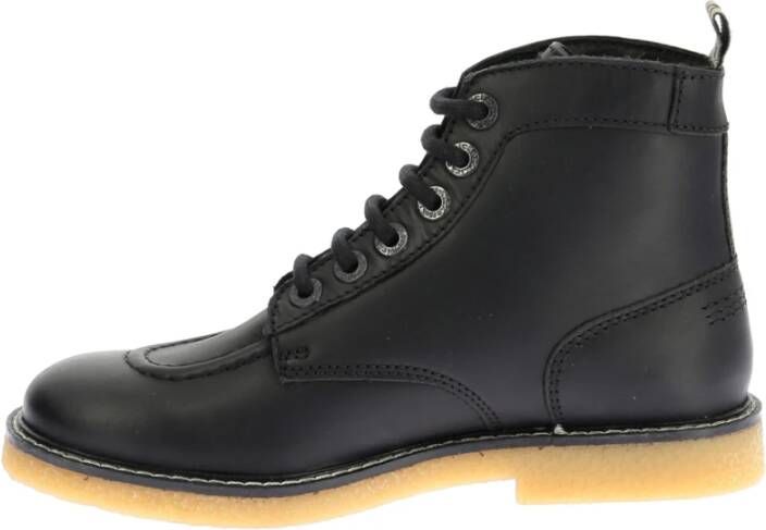 Kickers Legendarische Veterschoenen van Leer Black Dames