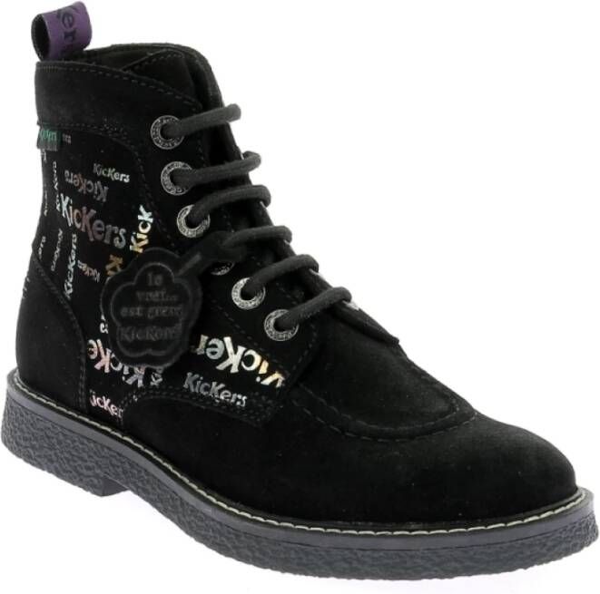 Kickers Legendarische Veterschoenen van Leer Black Dames