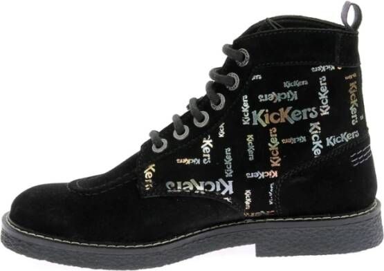 Kickers Legendarische Veterschoenen van Leer Black Dames