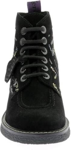 Kickers Legendarische Veterschoenen van Leer Black Dames