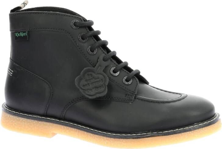 Kickers Legendarische Veterschoenen van Leer Black Heren