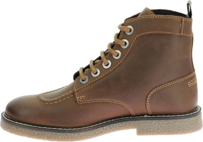 Kickers Legendarische Veterschoenen van Leer Brown Dames