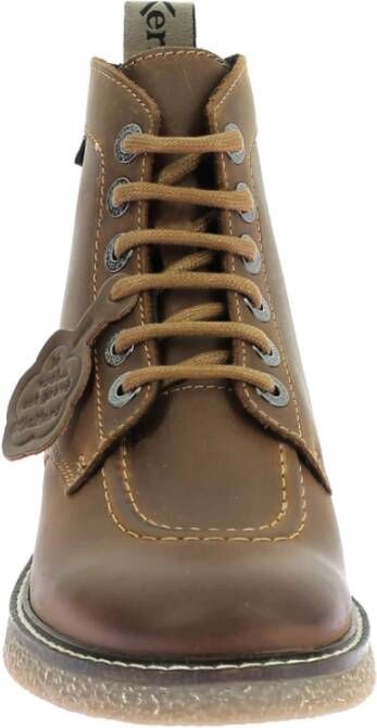 Kickers Legendarische Veterschoenen van Leer Brown Dames