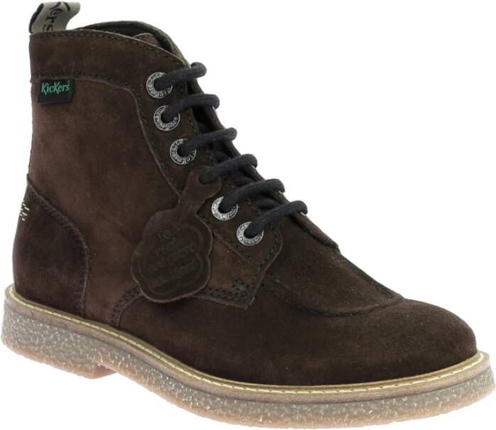 Kickers Legendarische Veterschoenen van Leer Brown Dames